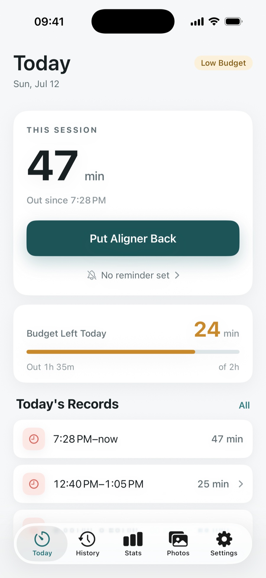 Out-time budget