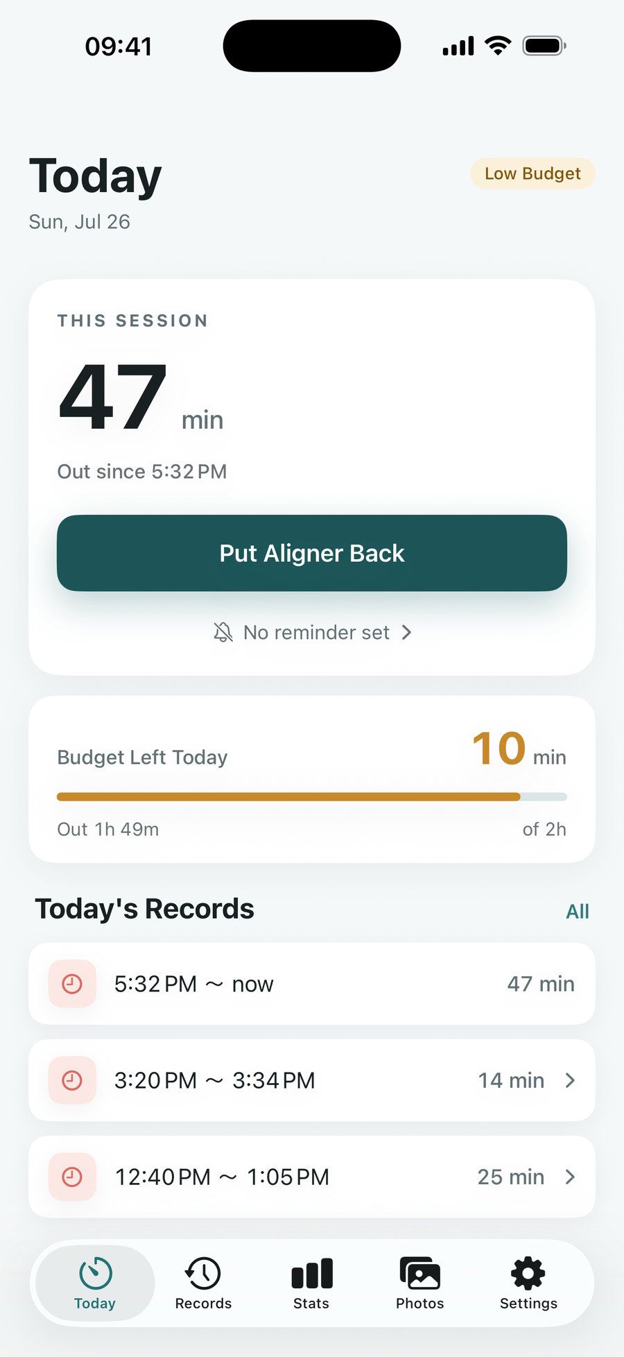 Out-time budget